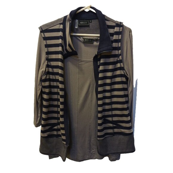 Orly Apparel Set 2 piece Top & Vest Black and Grey Medium/Large Athletic Sporty - Picture 1 of 16